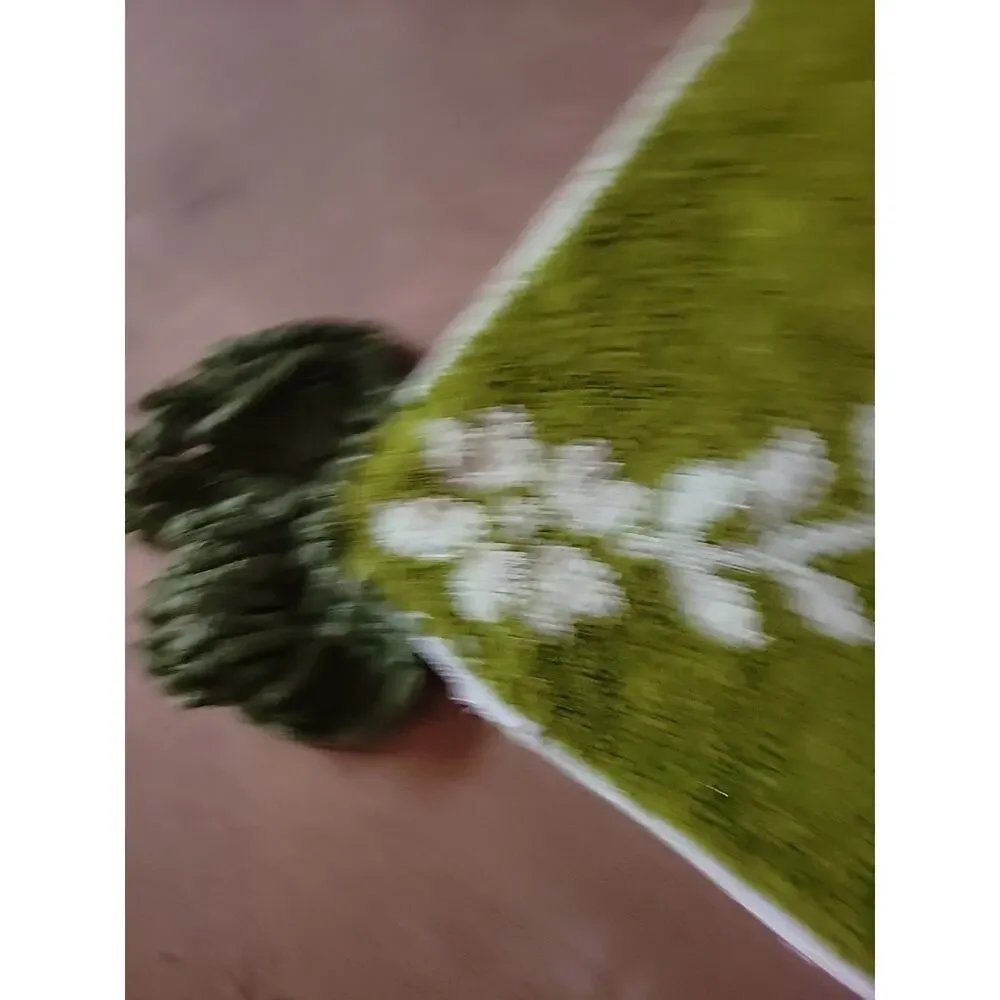 Vintage Green And White Floral Washcloth 60s 70s Project Fringe